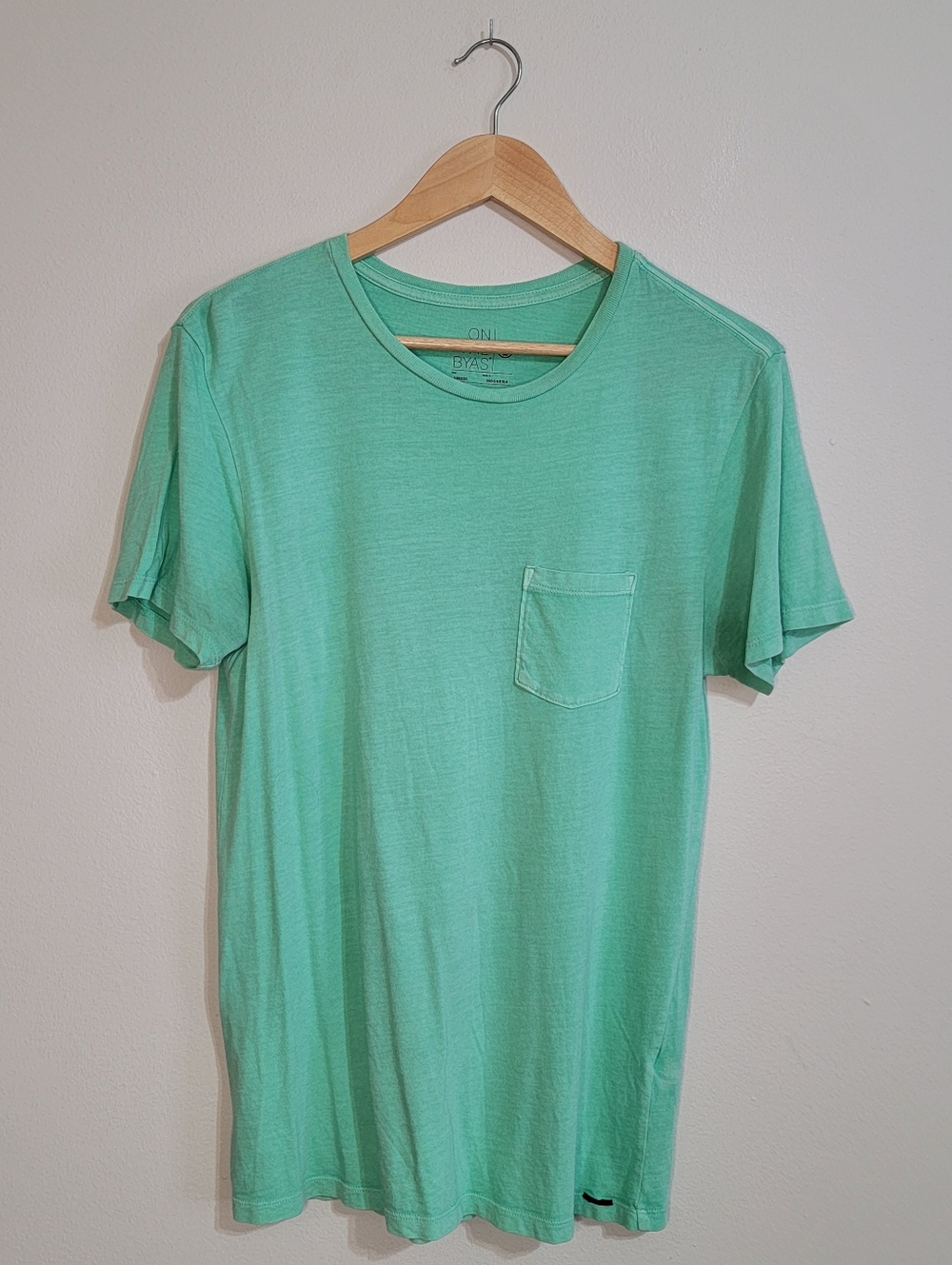 on the byas Men's Mint Green Pocket Tee